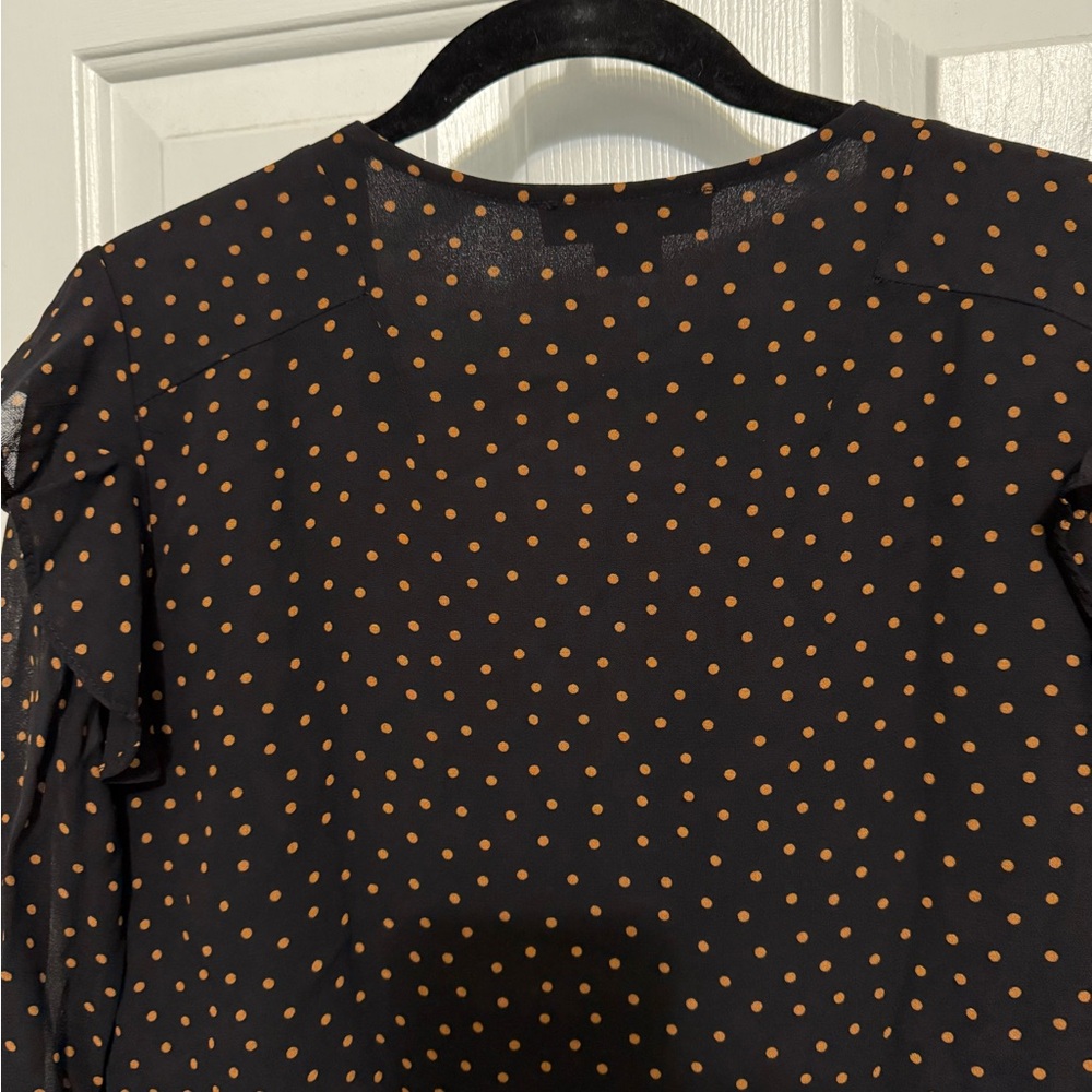 Sanctuary Black and Orange Polka Dot Blouse *GREAT USED CONDITION* - Picture 8 of 9